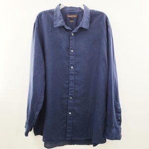 Michael Kors Men’s Blue Linen Button Front Shirt